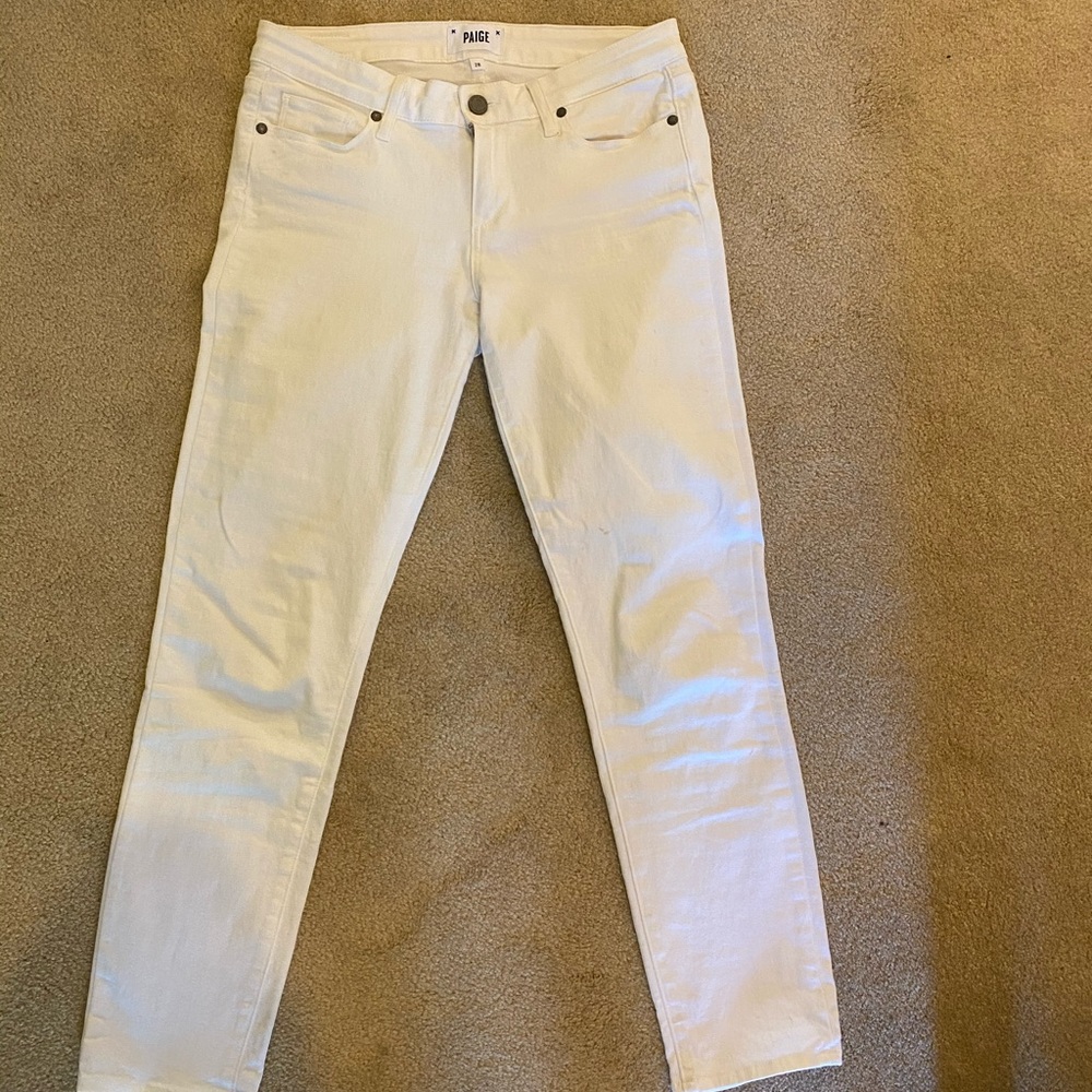 Paige crop white jeans size 28